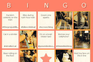 A half-filled Twitter Bingo card