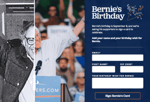 An example from the article showing two design variations that Bernie Sanders tested