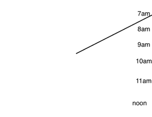 The "shadow" of the morning sun falls on the face of the sundial